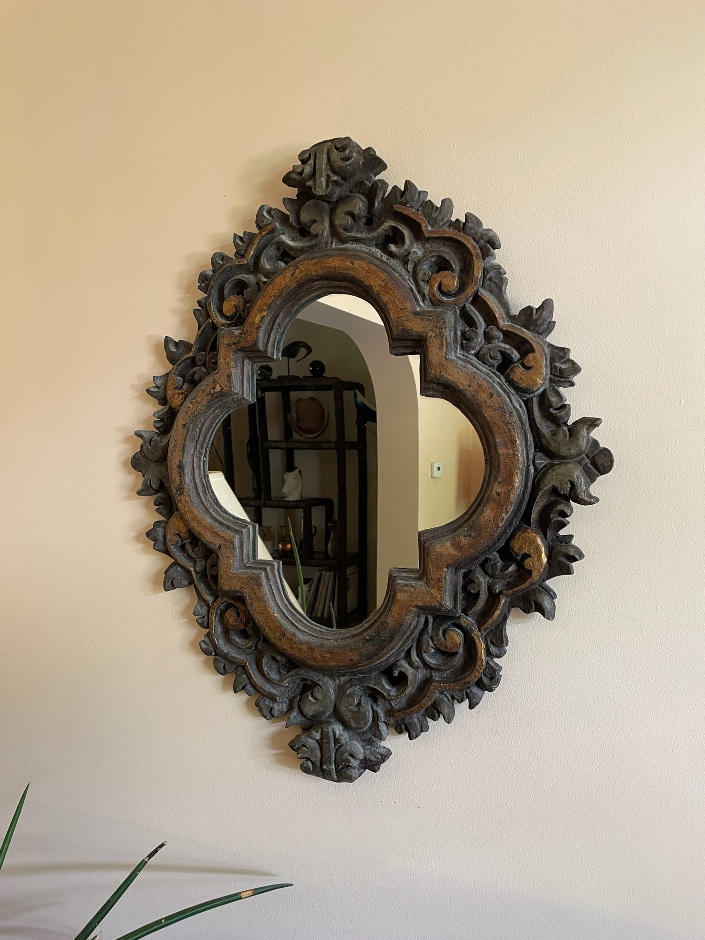 Ornate Gilded Quatrefoil Mirror