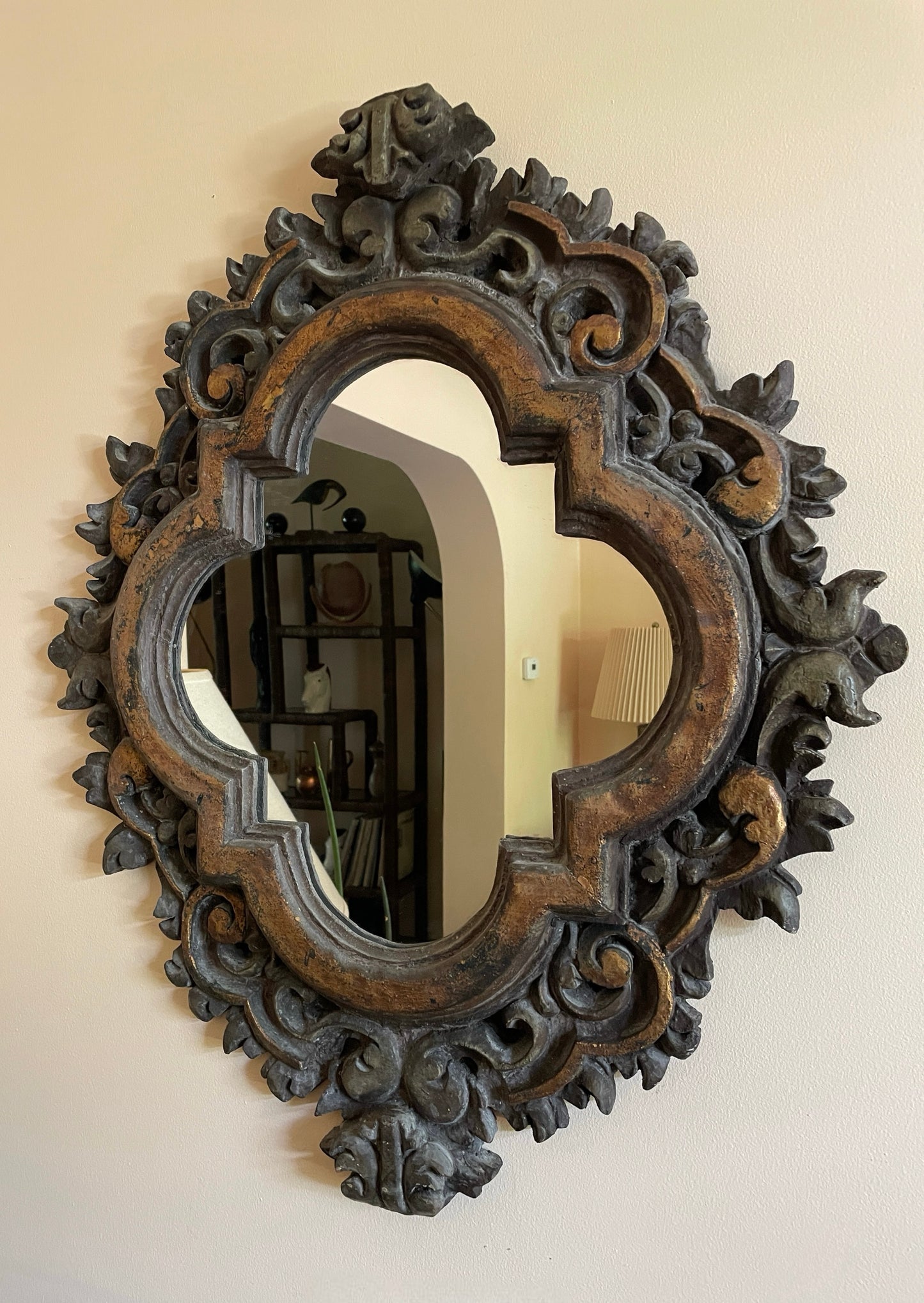 Ornate Gilded Quatrefoil Mirror