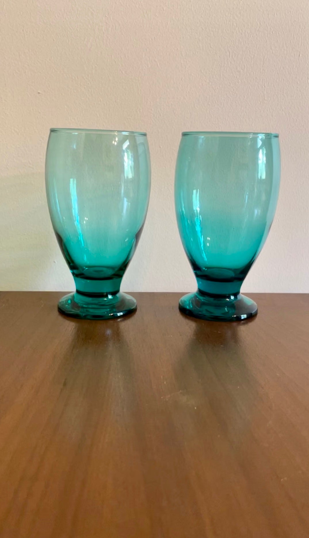 Set of Two Aquamarine Goblets