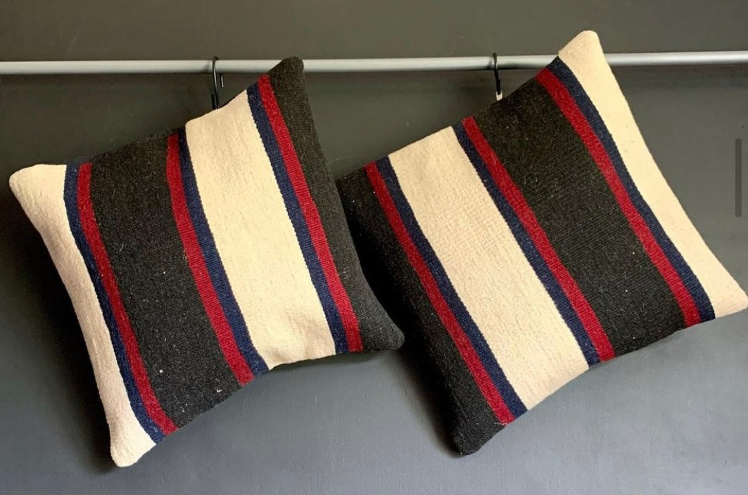 Pair of Striped Turkish Kilim Pillows