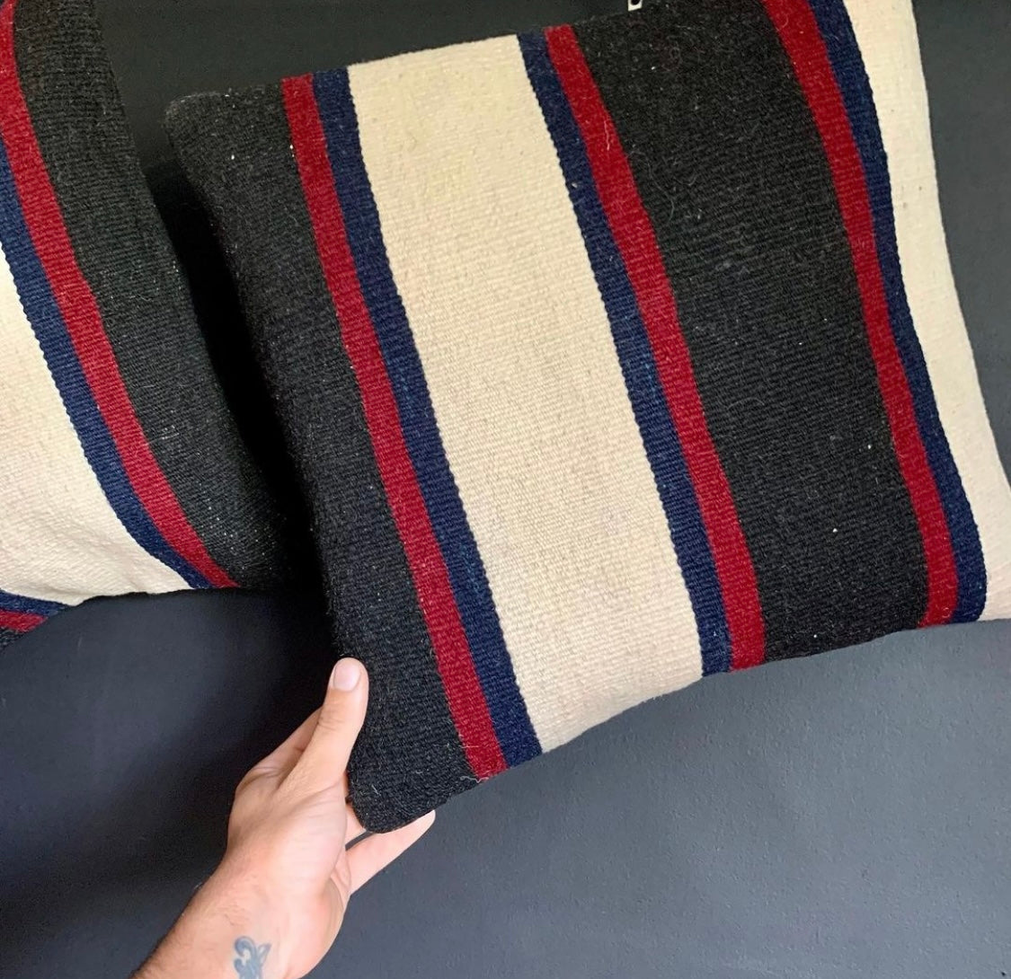 Pair of Striped Turkish Kilim Pillows