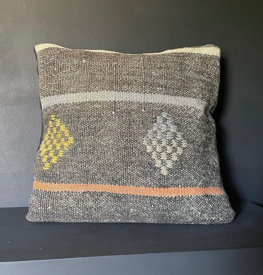 Turkish Kilim Pillow with Diamond Detail