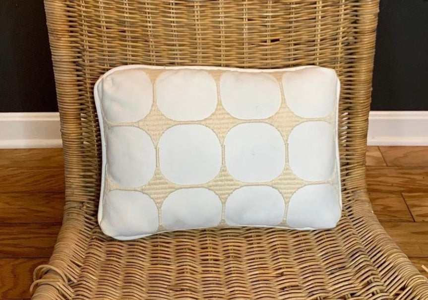 White Leather Pillows with Cream Threadwork