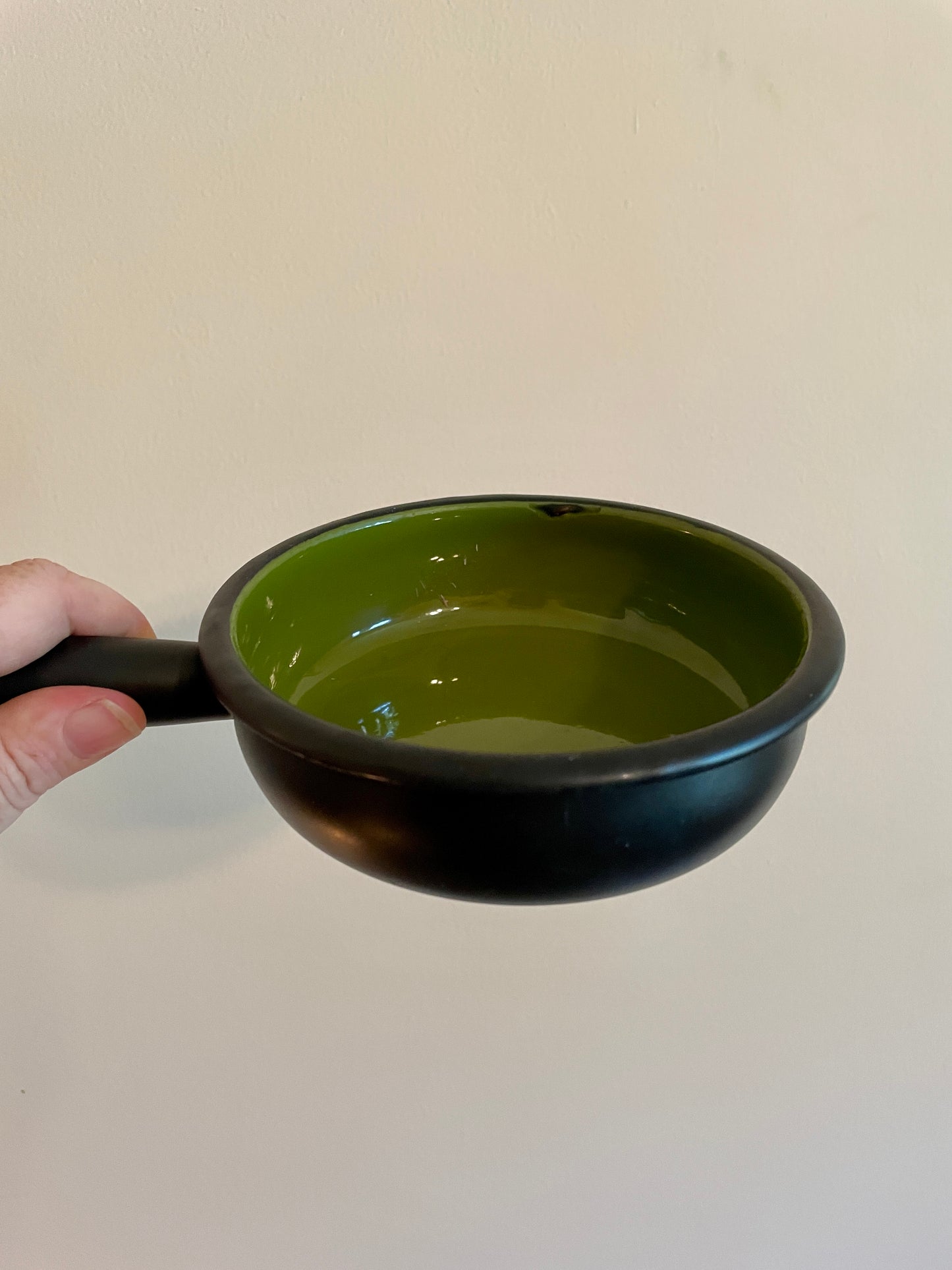 MCM Green Enamelware Bowls with Handle