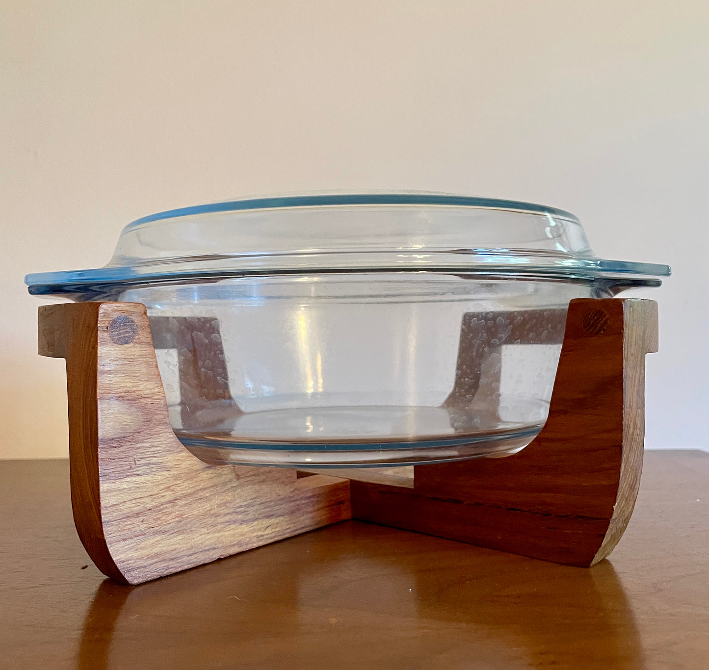 Lidded Marinex Casserole Dish with Teak Stand