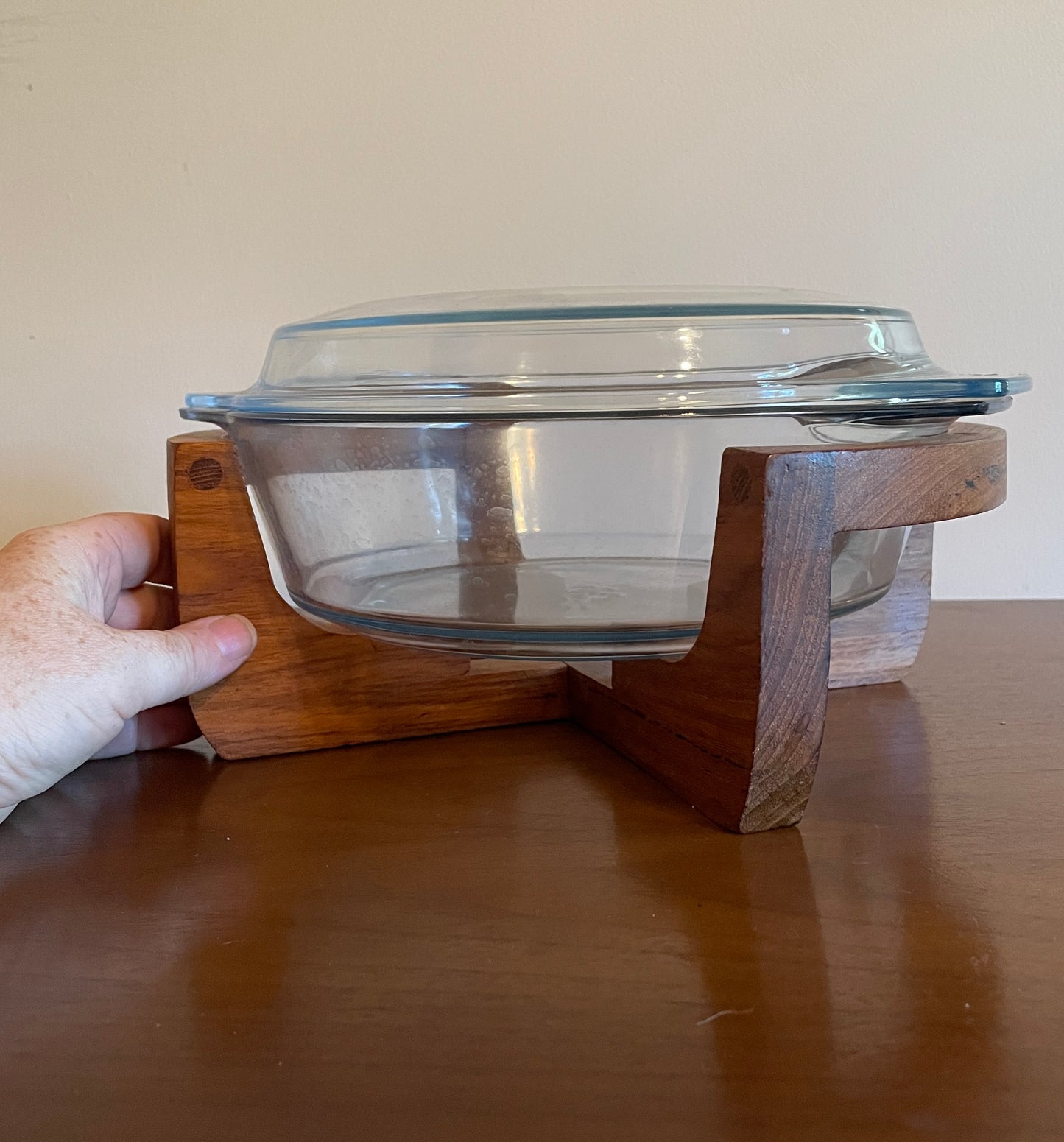 Lidded Marinex Casserole Dish with Teak Stand