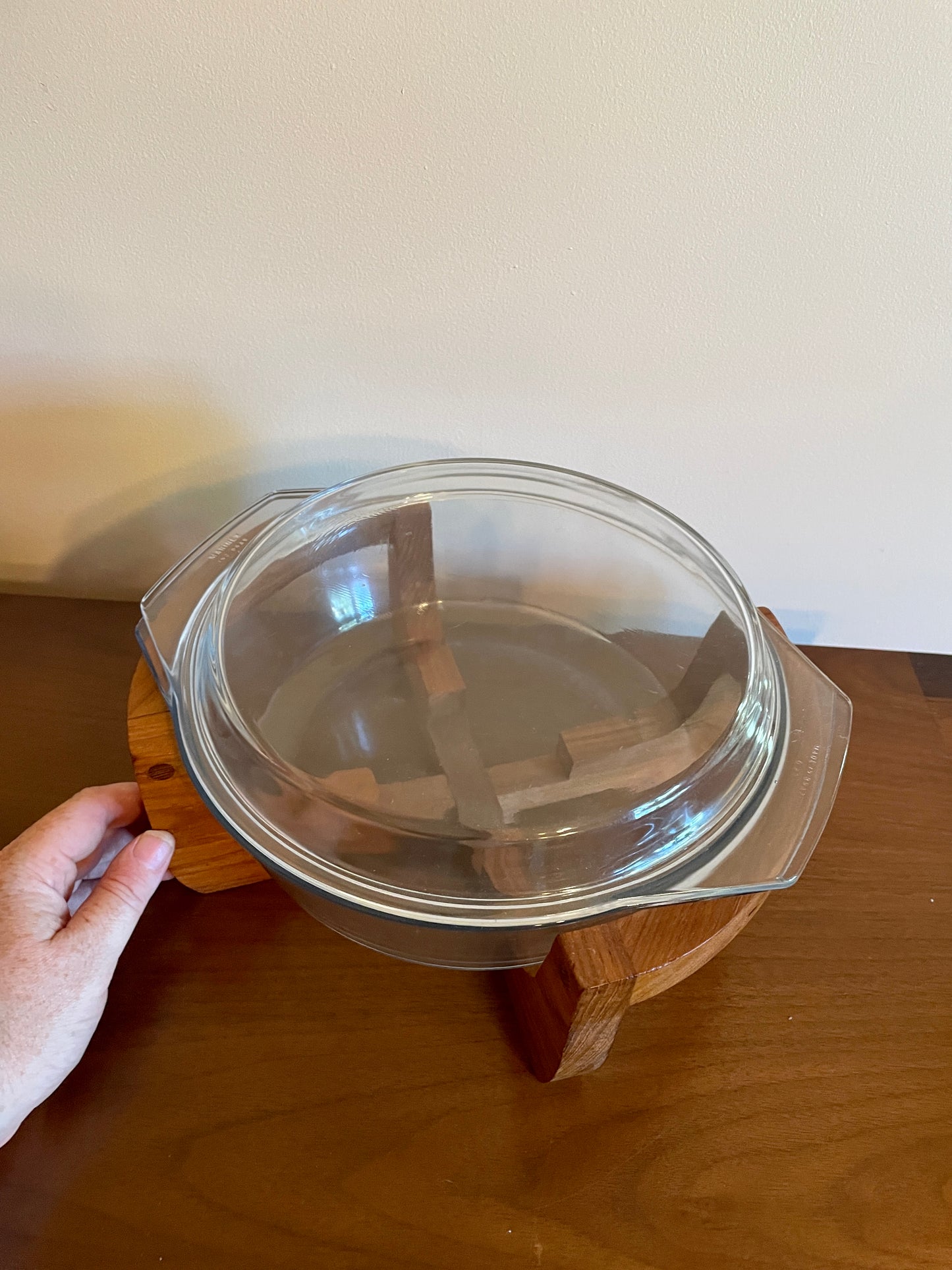 Lidded Marinex Casserole Dish with Teak Stand