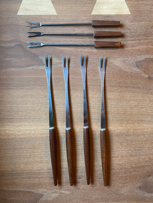 Fondue Forks with Teak Handles