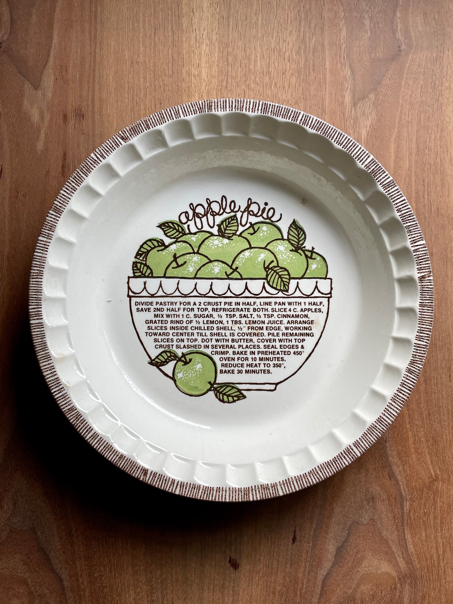 Ceramic Deep Dish Apple Pie Plate with Recipe