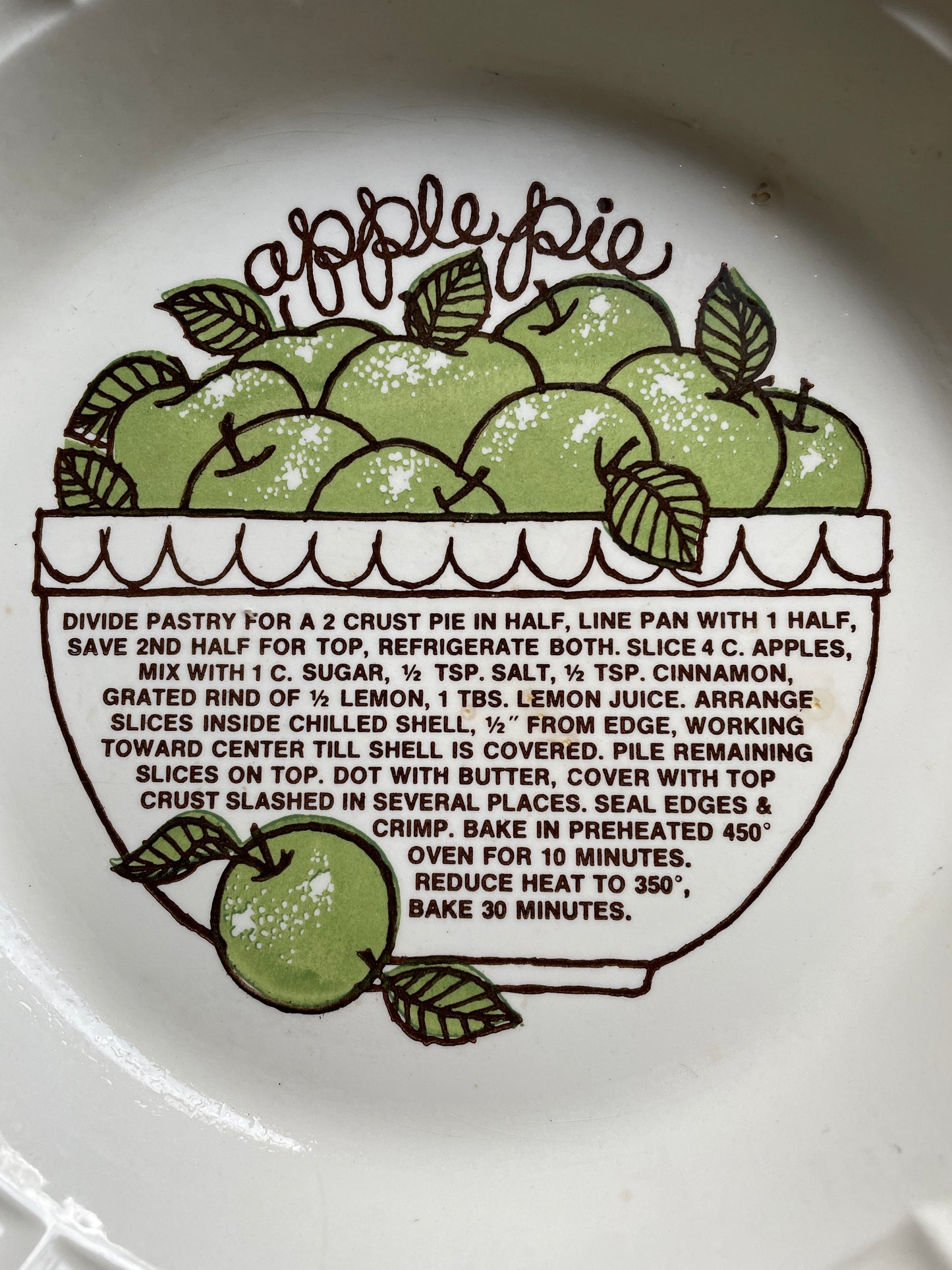 Ceramic Deep Dish Apple Pie Plate with Recipe