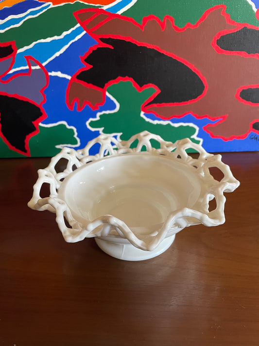 Ornate Milk Glass Bowl