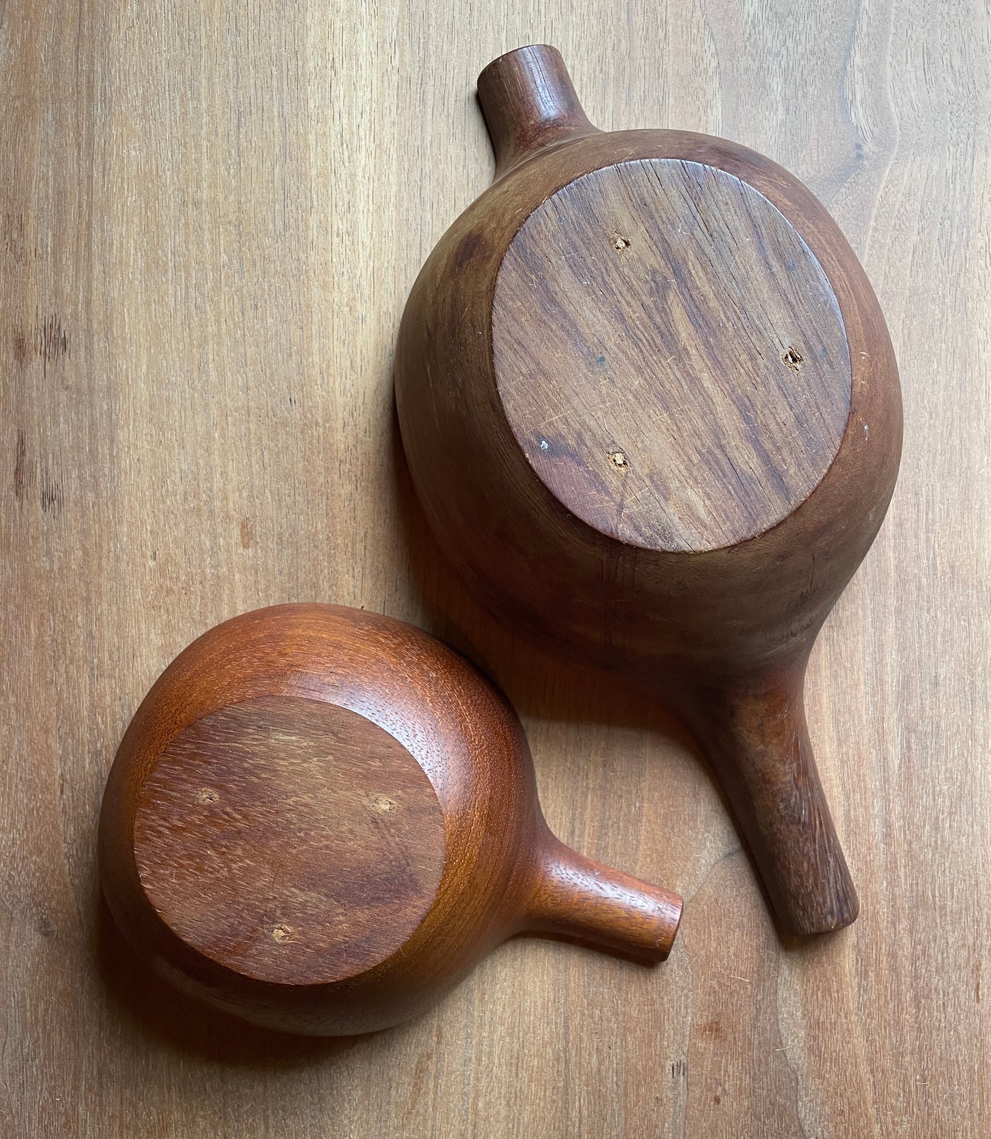 Pair of Midcentury Nesting Monkey Pod Bowls