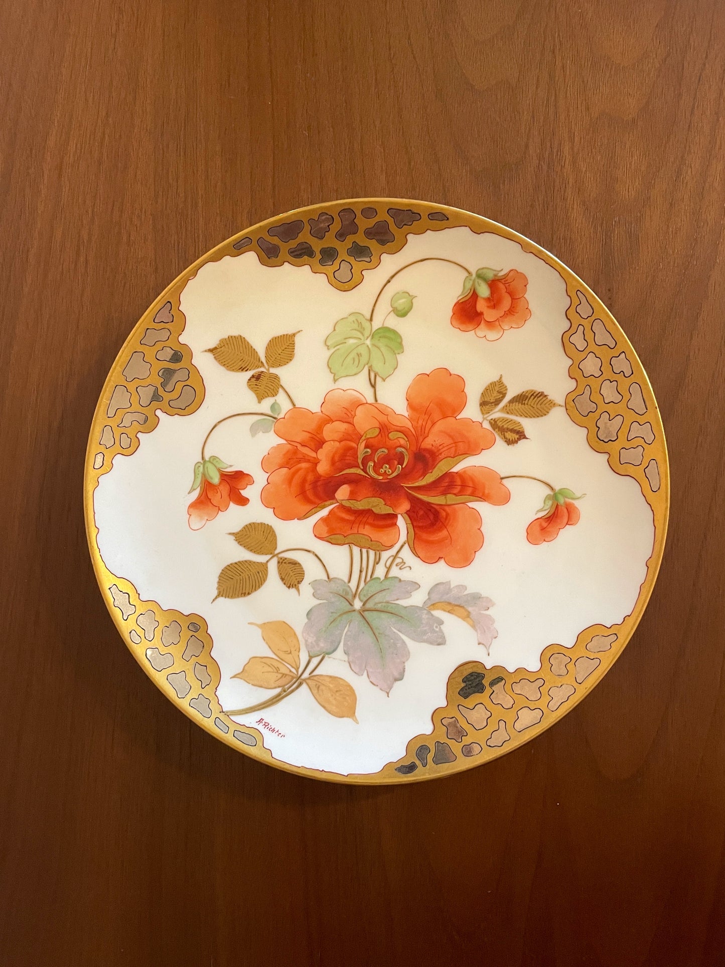 Hand-Painted Gold Leafed Plate