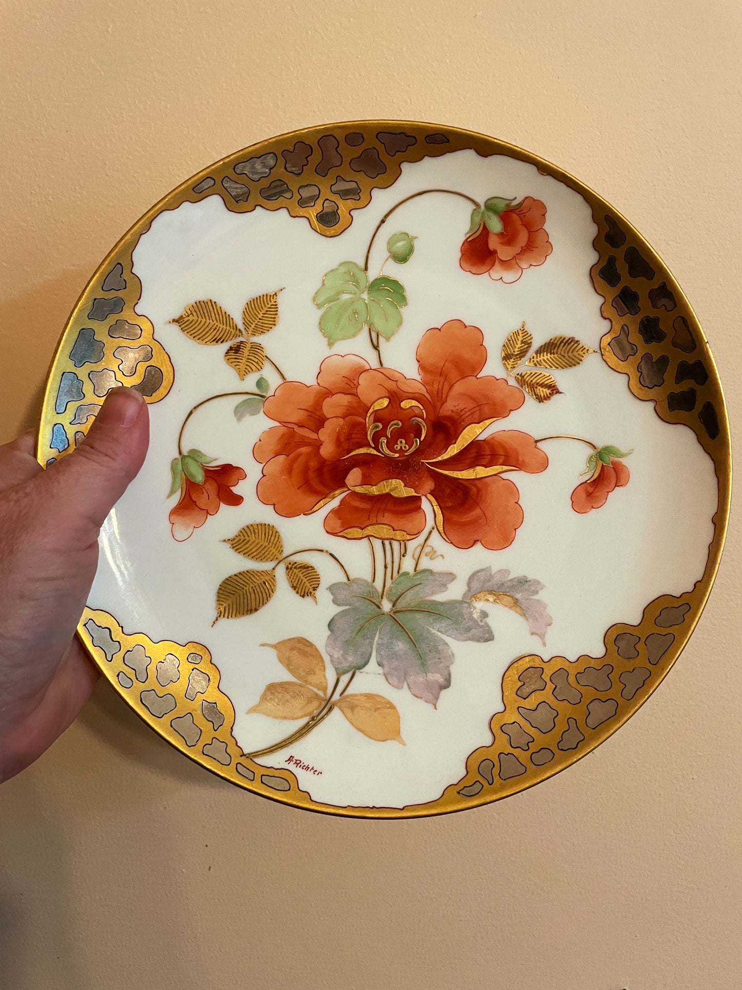 Hand-Painted Gold Leafed Plate