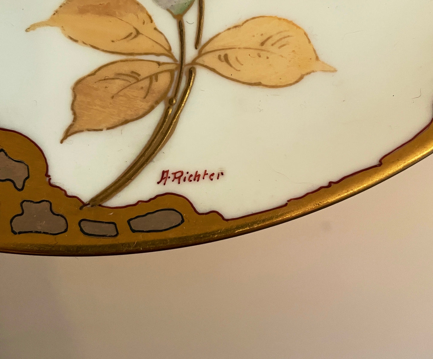 Hand-Painted Gold Leafed Plate